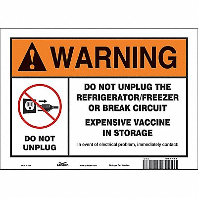 CONDOR 60YF93 Vaccine Refrigerator Freezer Sign