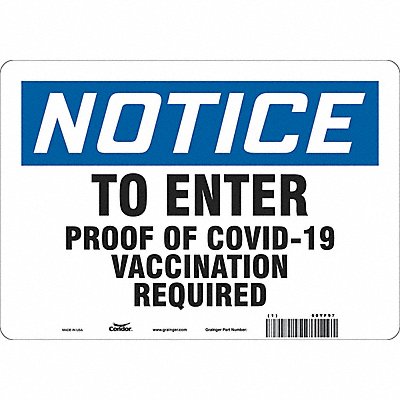 CONDOR 60YF97 Employee/Visitor Vaccine Proof Sign
