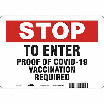 CONDOR 60YG09 Employee/Visitor Vaccine Proof Sign