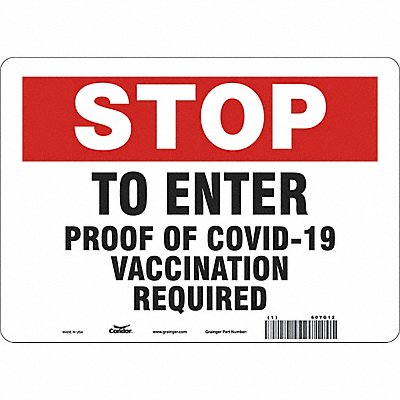 CONDOR 60YG12 Employee/Visitor Vaccine Proof Sign