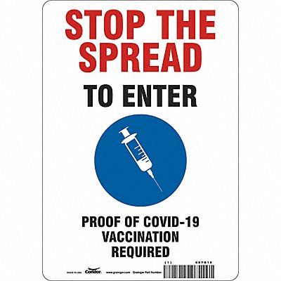 CONDOR 60YG16 Employee/Visitor Vaccine Proof Sign