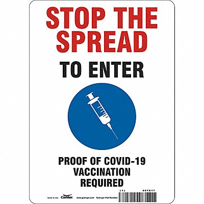 CONDOR 60YG17 Employee/Visitor Vaccine Proof Sign