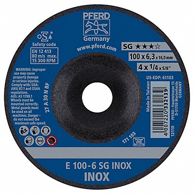 PFERD 61103 Grinding Wheel T27 4 x 1/4