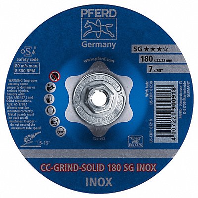PFERD 61238 Depressed Grinding Wheel 5/8 -11CN ThreadHle