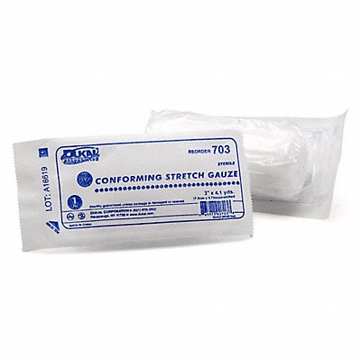 GRAINGER 61301 Sterile Gauze White 4 1/8yd L 3 W