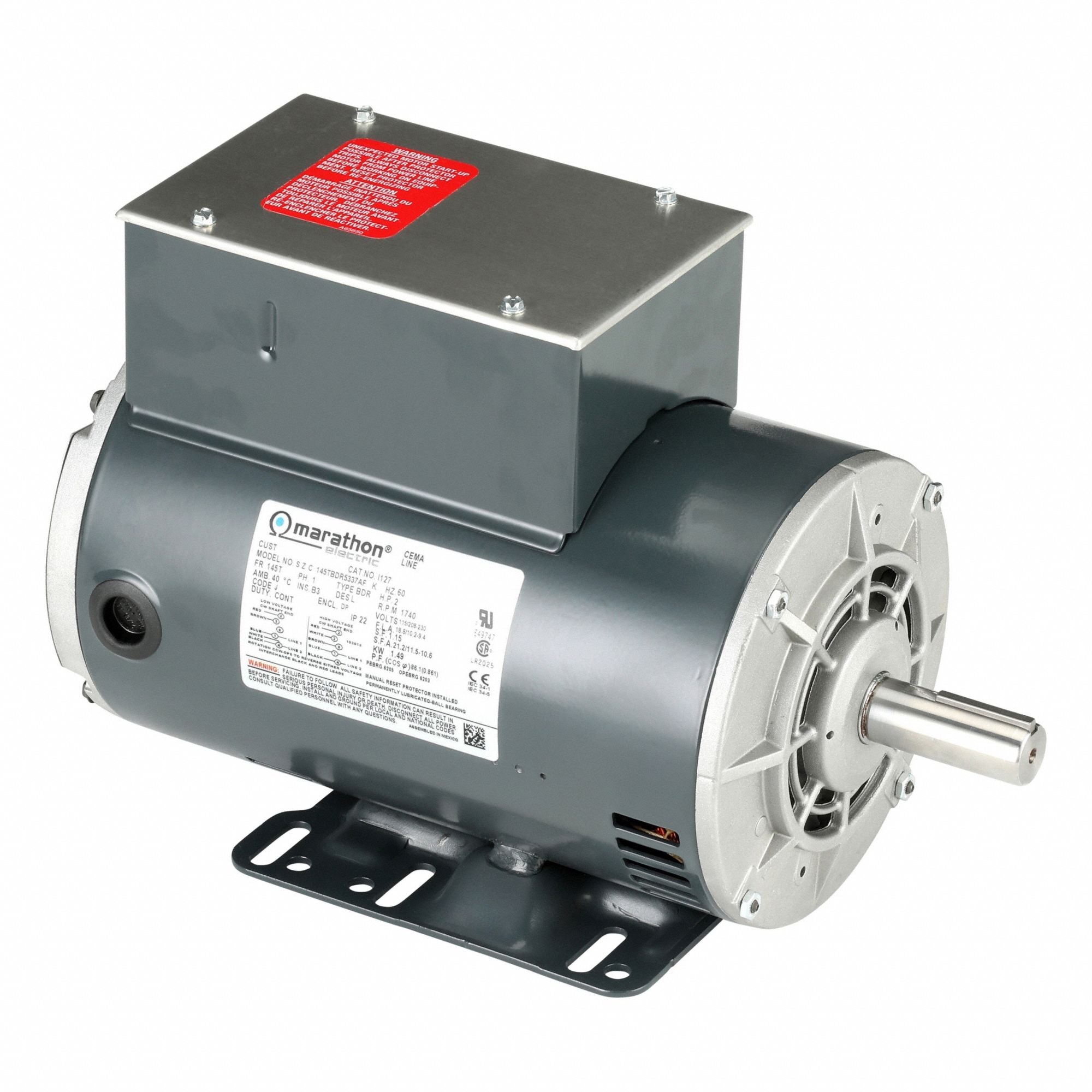 MARATHON MOTORS 145TBDR5337 Air Compressor Motor 2 hp 1740 RPM