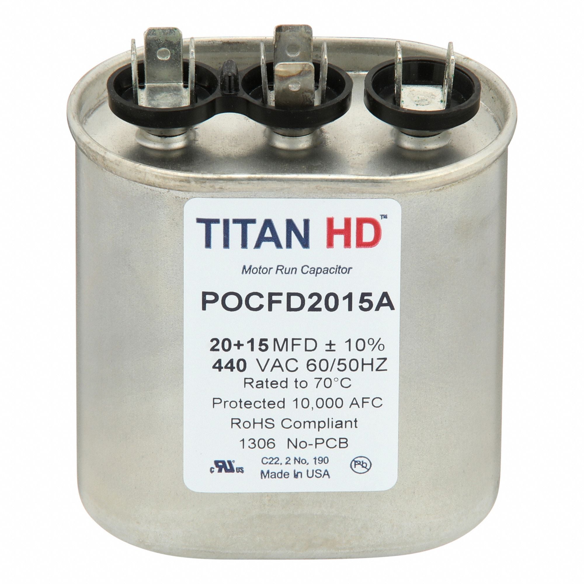 TITAN HD POCFD2015A Oval Motor Dual Run Capacitor 440-370VAC
