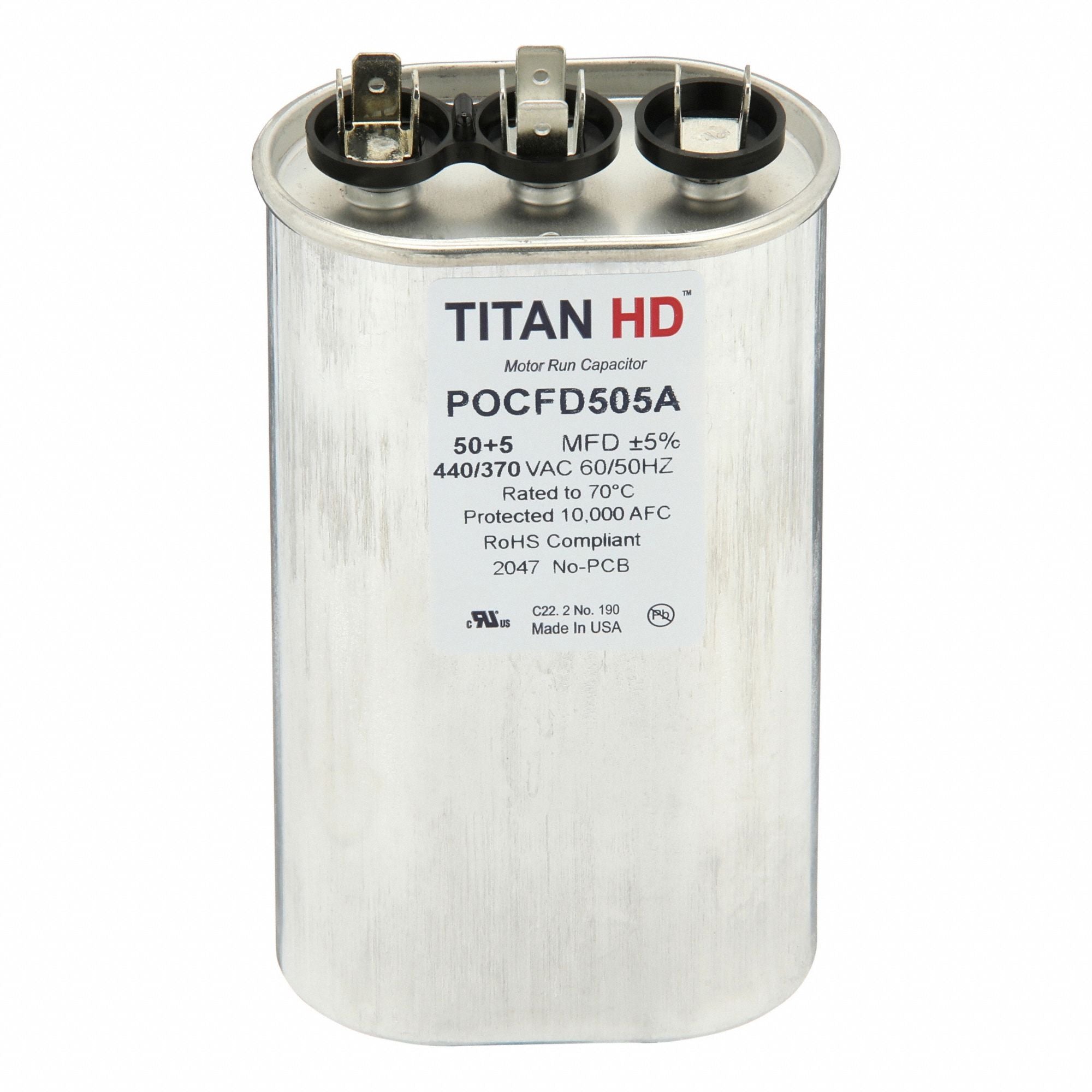 TITAN HD POCFD505A Oval Motor Dual Run Capacitor 440-370VAC