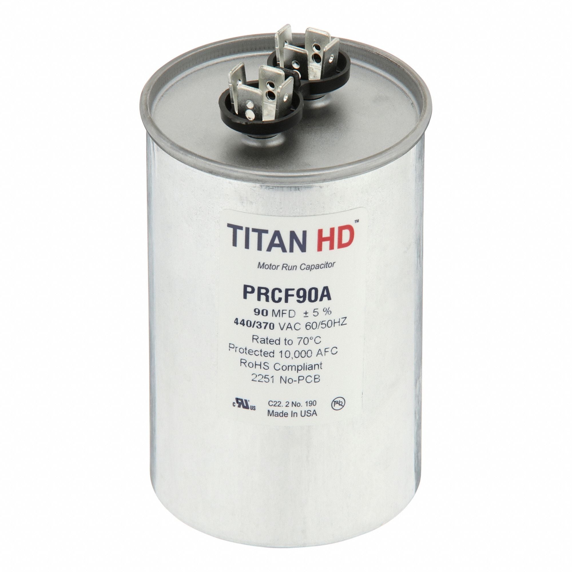 TITAN HD PRCF90A Round Motor Run Capacitor 440-370VAC