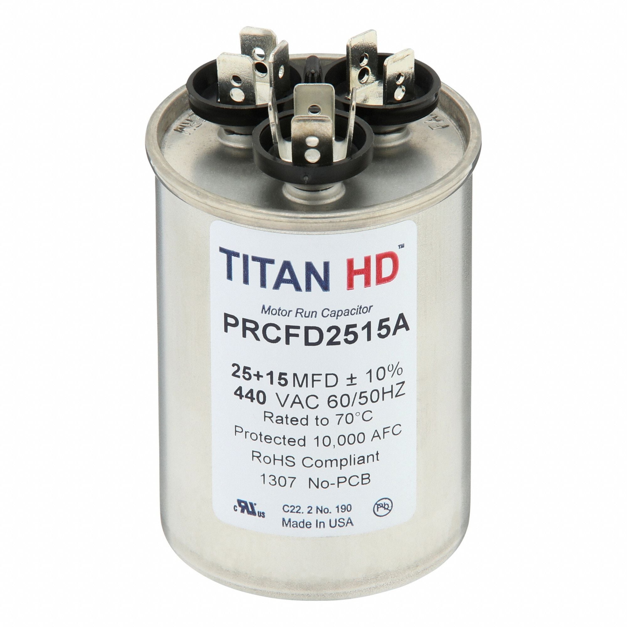 TITAN HD PRCFD2515A Round Motor Dual Run Capacitr 440-370VAC