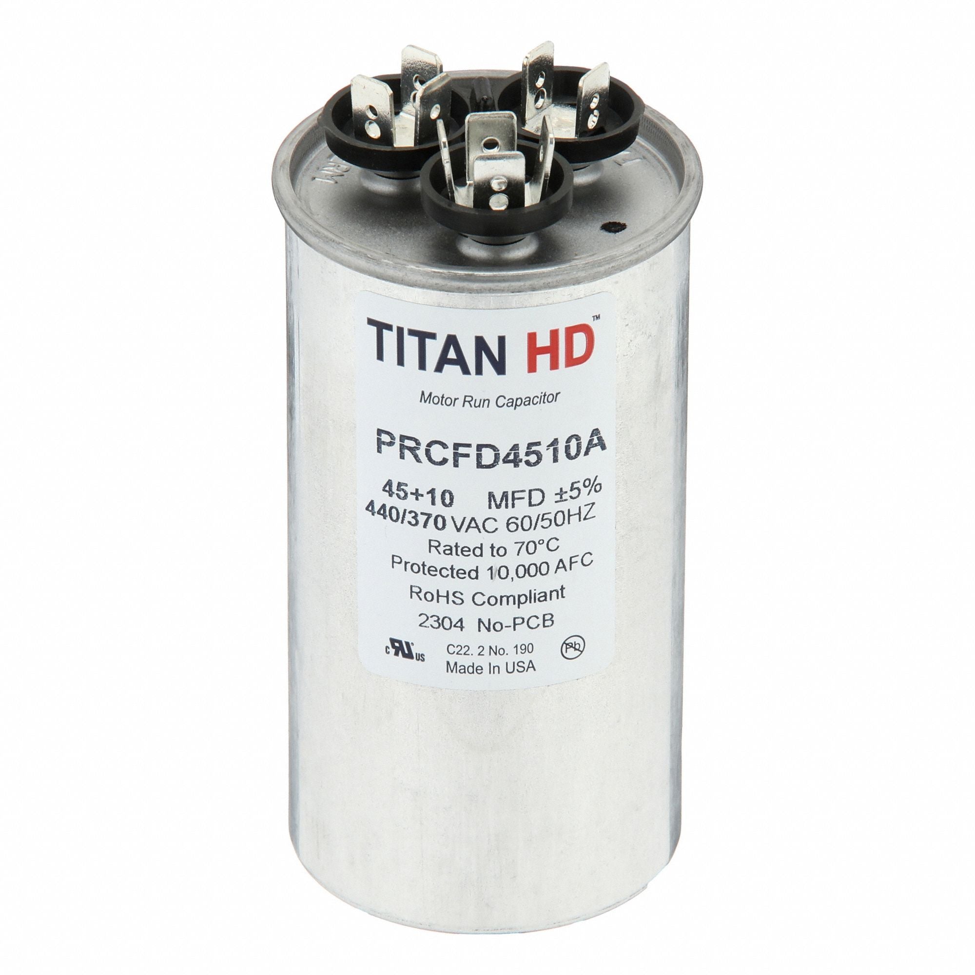 TITAN HD PRCFD4510A Round Motor Dual Run Capacitr 440-370VAC