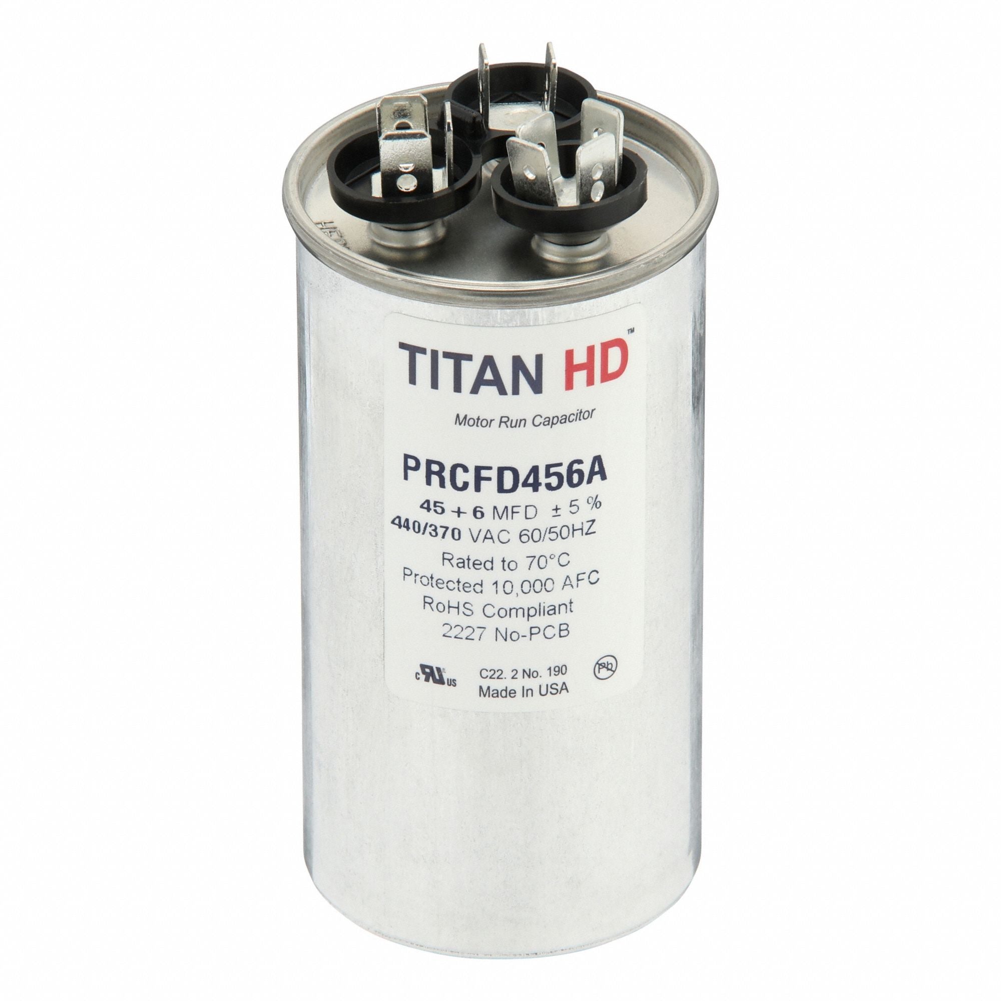 TITAN HD PRCFD456A Round Motor Dual Run Capacitr 440-370VAC