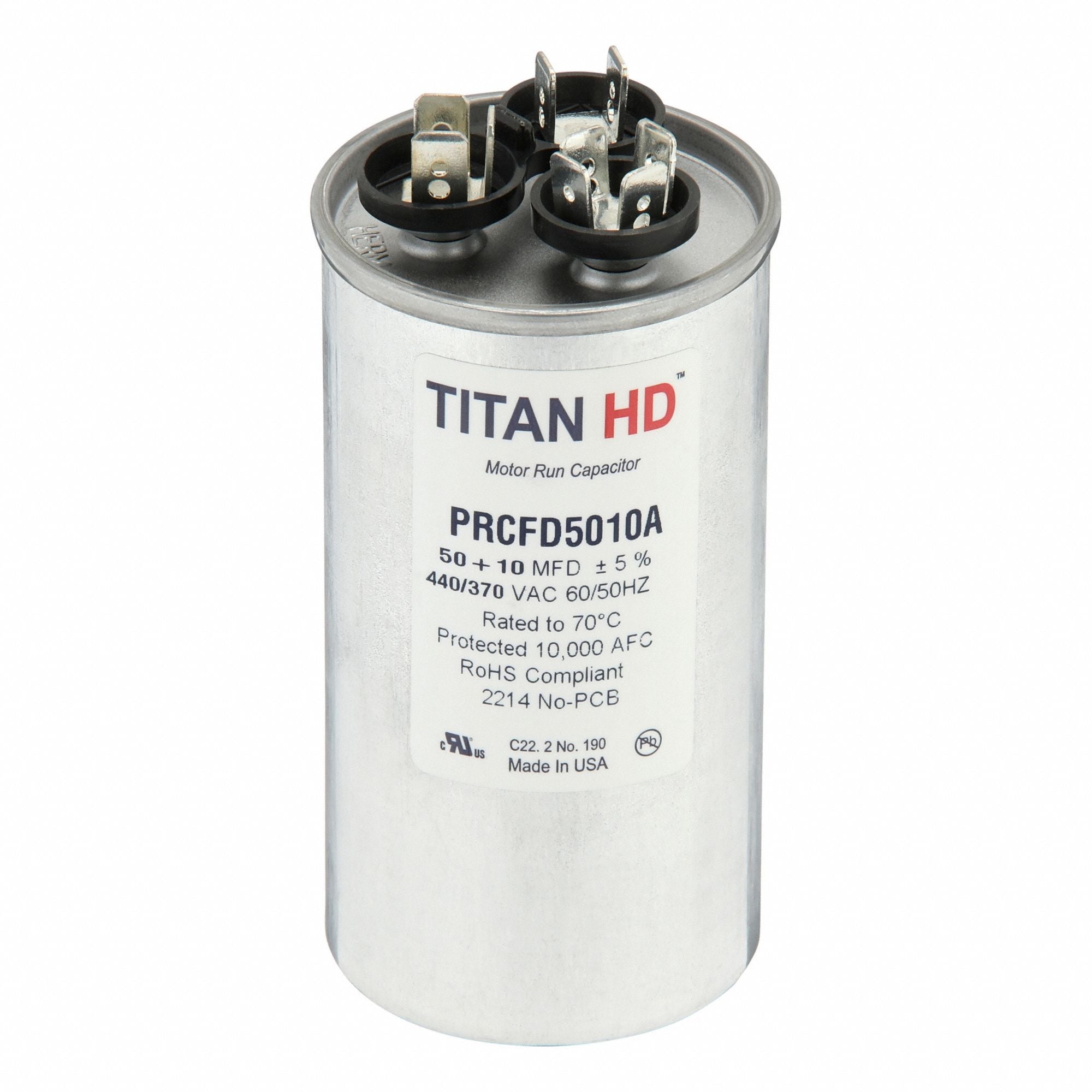 TITAN HD PRCFD5010A Round Motor Dual Run Capacitr 440-370VAC