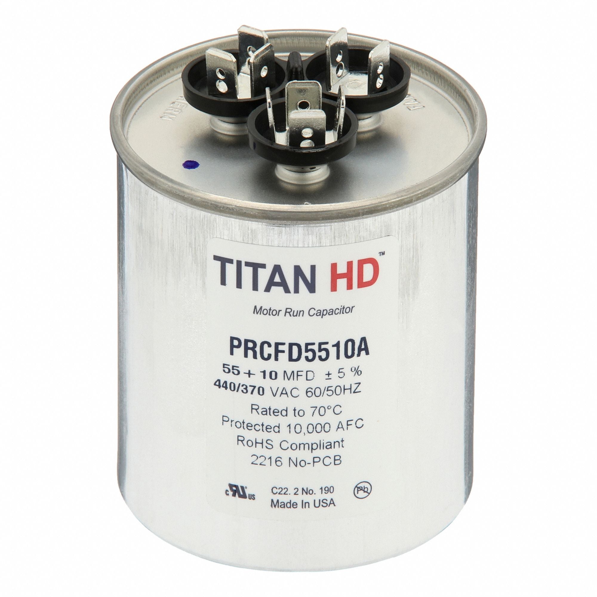 TITAN HD PRCFD5510A Round Motor Dual Run Capacitr 440-370VAC