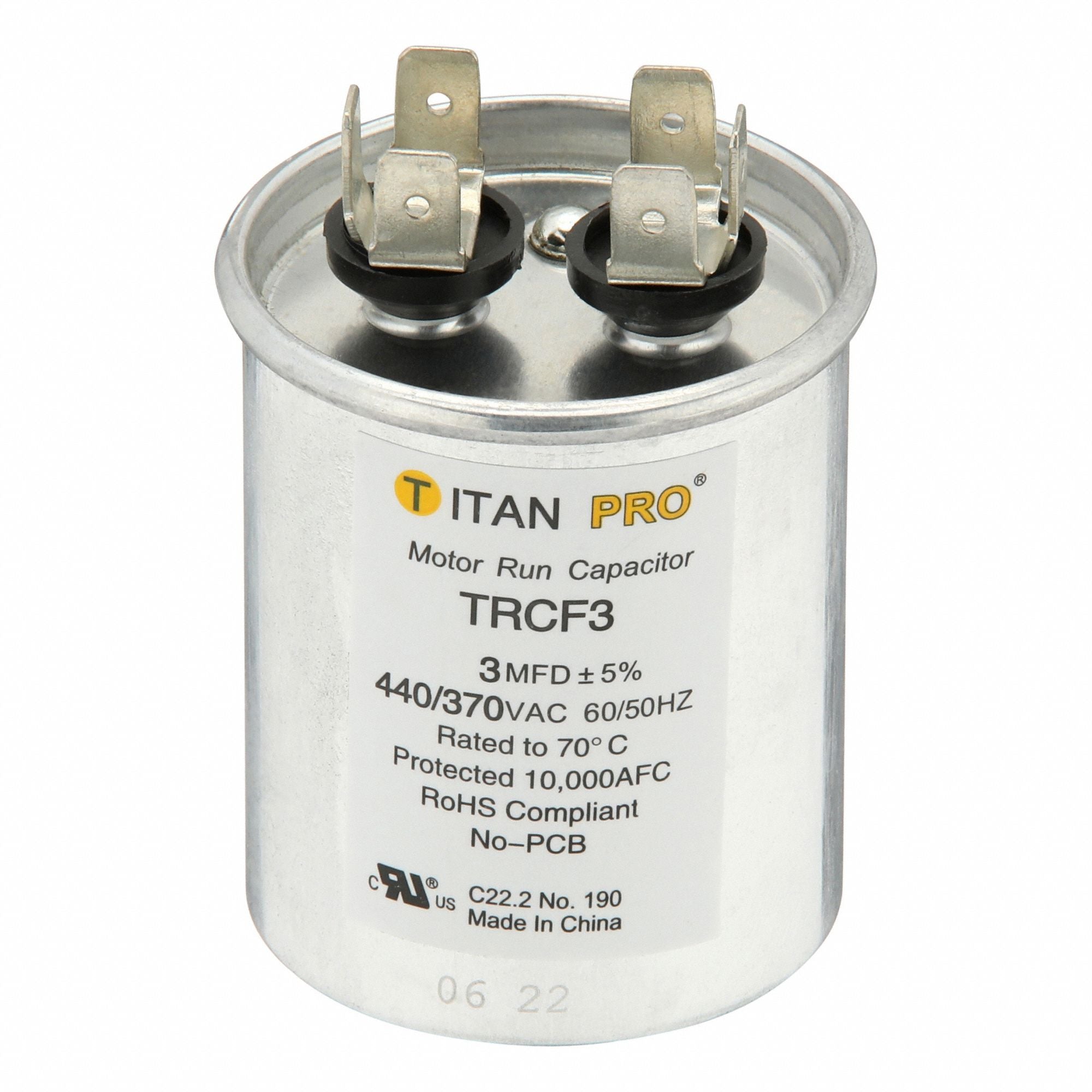 TITAN PRO TRCF3 Round Motor Run Capacitor 440-370VAC