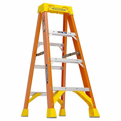 WERNER 6204 Stepladder Fiberglass 4 ft H 300 lb Cap