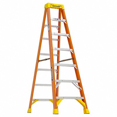 WERNER 6207 Stepladder Fiberglass 7 ft H 300 lb Cap