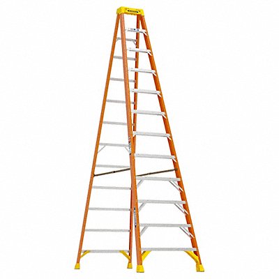 WERNER 6212 Stepladder Fiberglass 12 ft H 300 lb Cap