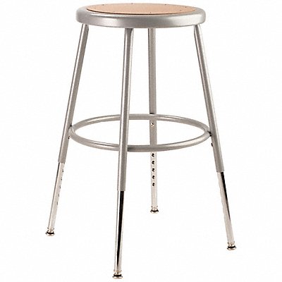 NATIONAL PUBLIC SEATING 6218H Round Stool Adjustable Legs Grey 31 H