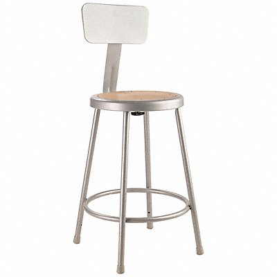 NATIONAL PUBLIC SEATING 6224B Round Stool Welded Tube Leg Grey 37 H