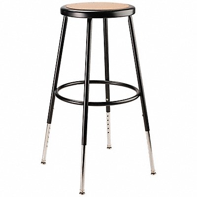 NATIONAL PUBLIC SEATING 6224H10 Round Stool Adjustable Legs Black 25 H