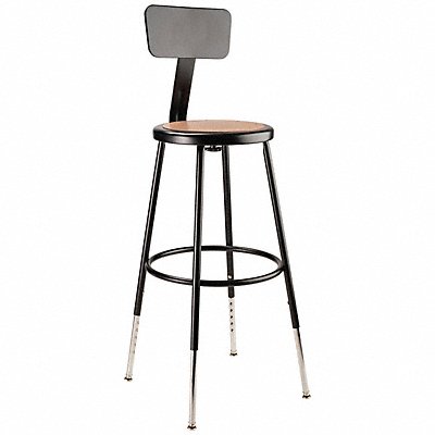 NATIONAL PUBLIC SEATING 6224HB10 Round Stool Adjustable Legs Black 38 H