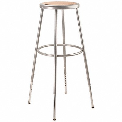 NATIONAL PUBLIC SEATING 6230H Round Stool Adjustable Legs Grey 31.5 H