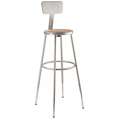 NATIONAL PUBLIC SEATING 6230HB Round Stool Adjustable Legs Grey 44 H