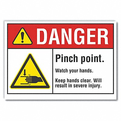 LYLE LCU40001RD10X7 Pinch Point Danger Reflective Label 7inx10in