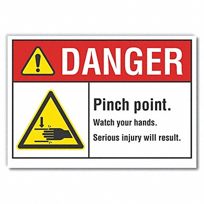 LYLE LCU40002ND14X10 Pinch Point Danger Label 10x14in Polyest