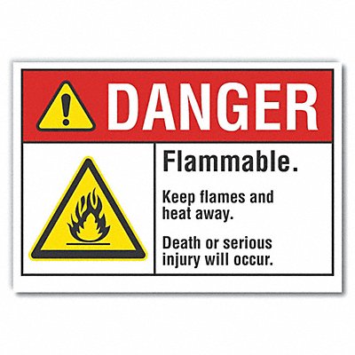 LYLE LCU40010ND10X7 Flammable Mtrl Danger Lbl 7x10in