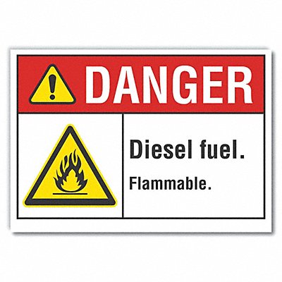 LYLE LCU40012RD7X5 Diesel Danger Reflective Label 5inx7in