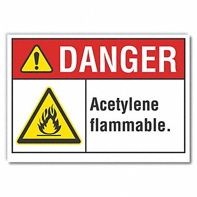 LYLE LCU40014ND10X7 Acetylene Label 7 in x 10 in Polyester