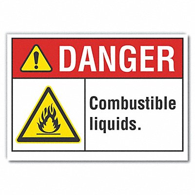 LYLE LCU40015RD10X7 Combust Liquid Danger Reflective Label 7x10in