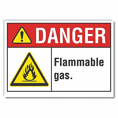LYLE LCU40016ND7X5 Flammable Gas Danger Lbl 5x7in Polyest