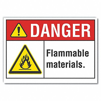 LYLE LCU40018ND10X7 Flammable Mtrl Danger Lbl 7x10in Polyest