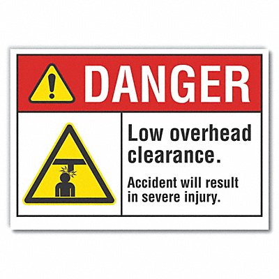 LYLE LCU40020RD7X5 Low Clearance Danger Reflective Label 5inx7in