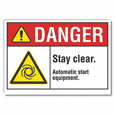 LYLE LCU40022ND5X35 Stay Clear Danger Lbl 3.5x5in Polyester