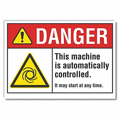 LYLE LCU40023RD7X5 Machine Operation Danger Reflective Label 5x7in