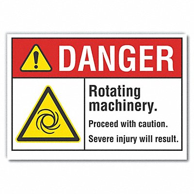 LYLE LCU40024RD10X7 Rotate Mach. Danger Reflective Label 7x10in