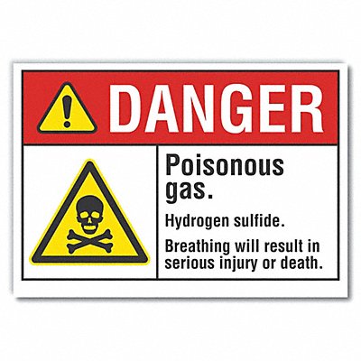 LYLE LCU40032ND14X10 Poison Gas Danger Lbl 10x14in Polyest