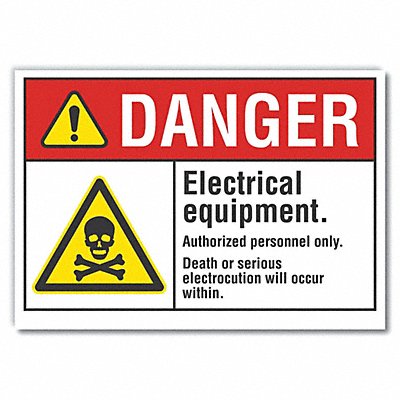 LYLE LCU40033RD10X7 Elec Equip Danger Reflective Label 7x10in