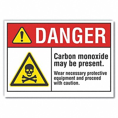 LYLE LCU40035RD10X7 Carbon Monoxide Danger Reflective Label 7x10in