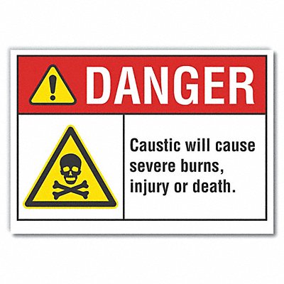 LYLE LCU40036RD7X5 Caustic Danger Reflective Label 5 in x 7 in