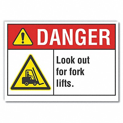 LYLE LCU40041ND5X35 Lift Truck Traffic Danger Lbl 3.5x5in