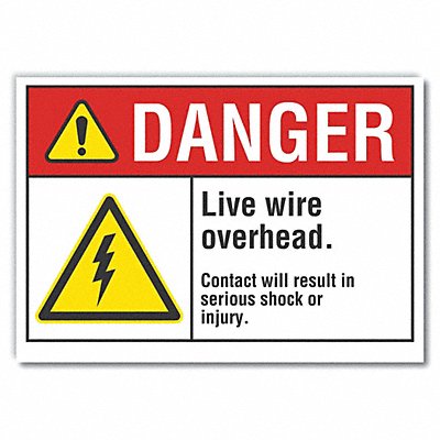 LYLE LCU40047RD7X5 Live Wire Danger Reflective Label 5inx7in