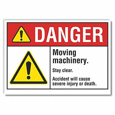 LYLE LCU40055ED10x7 Danger Sign 7 inx10 in Non-PVC Polymer