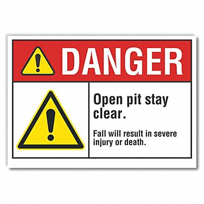 LYLE LCU40057ND14X10 Open Pit Danger Lbl 10inx14in Polyester