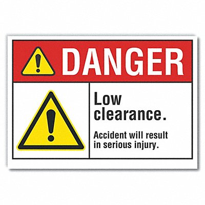 LYLE LCU40059RD7X5 Low Clearance Danger Reflective Label 5inx7in