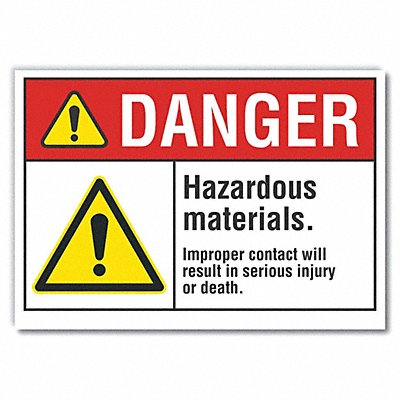 LYLE LCU40063RD5X35 Hazardous Mtrl Danger Reflective Label 3.5x5in